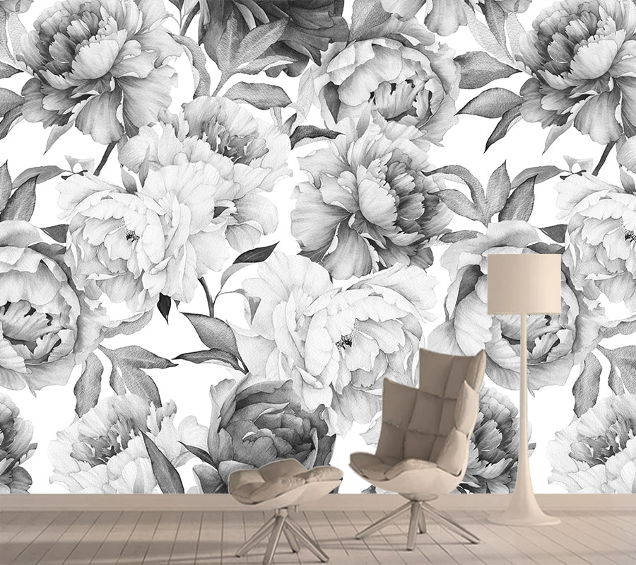 3d Wallpapers for Living Room Black White Rose Natu..